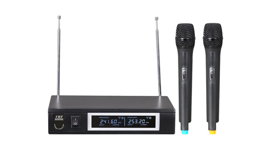 2 channel VHF wireless microphone system